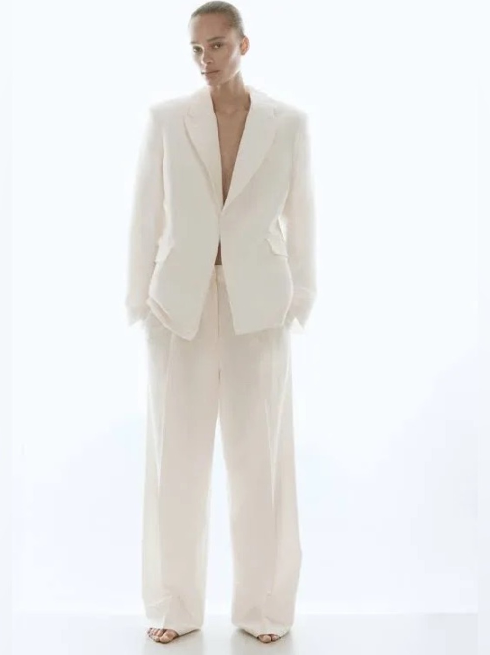 H&M linen blend wide leg pants sz 12